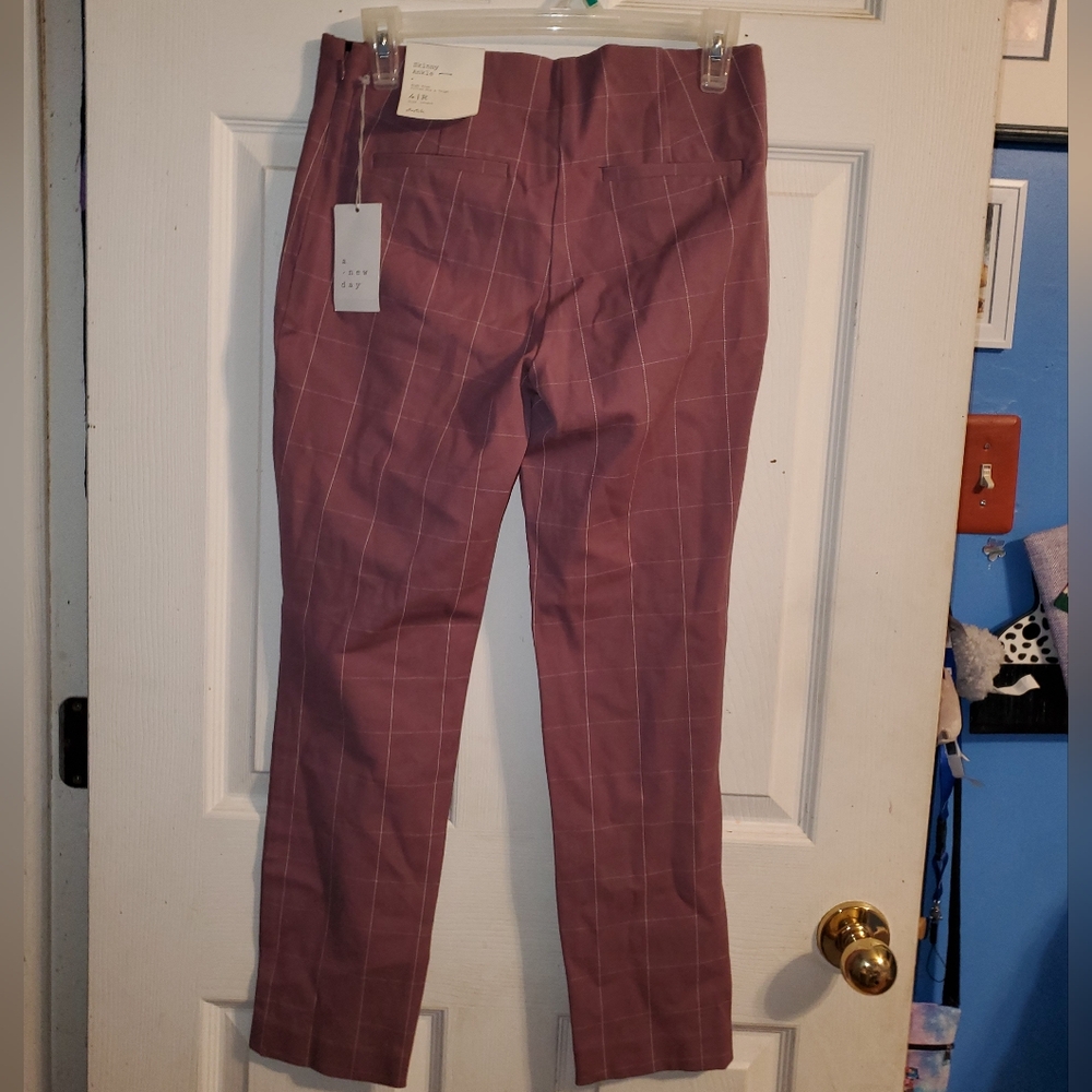 NWT A New Day Side Zip Grid Pattern High Rise Skinny Ankle Pants - Picture 7 of 10